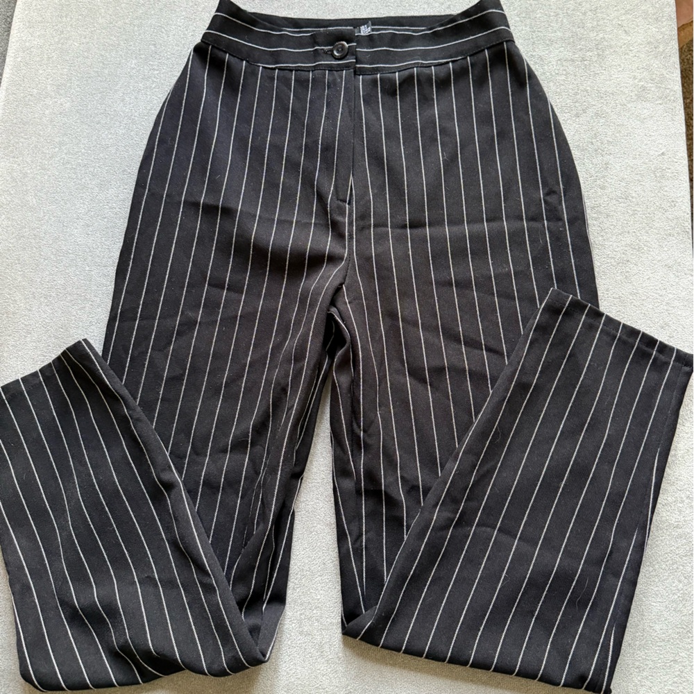 Nasty Gal Black with White Pinstripe Trousers